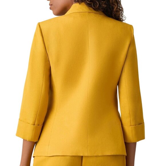 Kasper NWT Ava Jacket Butterscotch Linen Blend Gold Buckle Snap Closure Size 12p - Picture 4 of 15